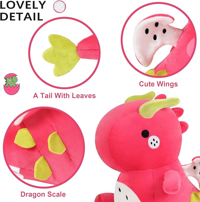 Ditucu Cute Dragon Fruit Dinosaur Stuffed Animals Plush Toys Dolls 16 inch