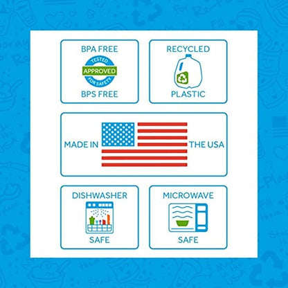 Re-Play Made in USA 12 Oz. Reusable Plastic Bowls, Pack of 3 Without Lid - Dishwasher and Microwave Safe Bowls for Snacks and Everyday Dining - Toddler Bowl Set 5.75" x 5.75" x 2", Beach Baby