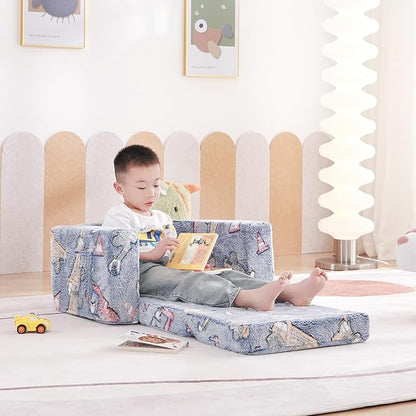 Tiita Kids Sofa, 2-in-1 Kids Sofa Chair, Convertible Children Couch to Lounger, Flip Out Kids Sofa Chair, Toddler Armrest Chair Bed, Folding Kids Play Sofa for Girl or Boy, Purple Paws