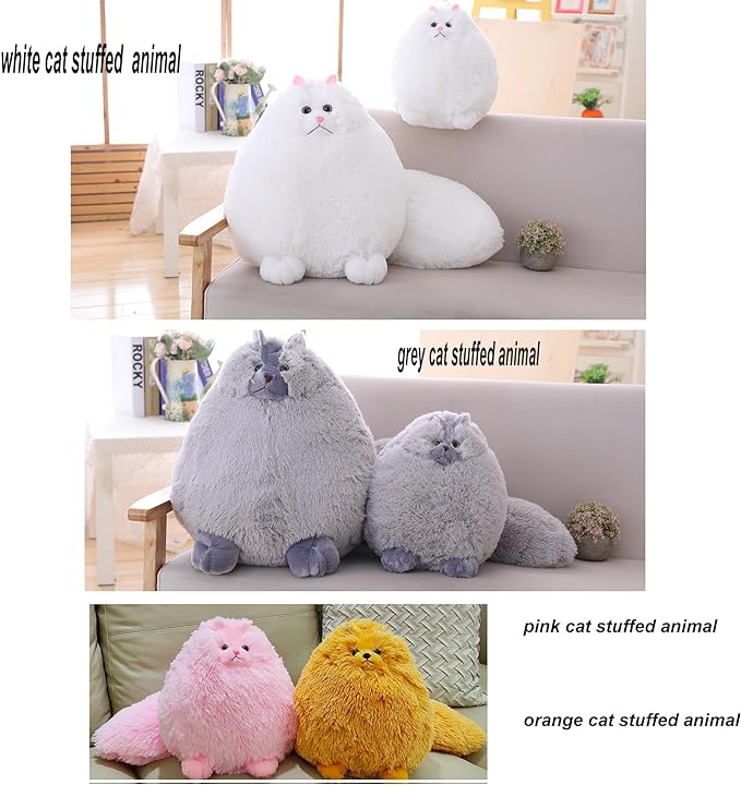 Winsterch Kids Large Cat Stuffed Animal Toys Gift Big Plush Cat Animal Baby Doll, Fat Gray Plush Cat Toy for Boys (Gray 20 Inches)