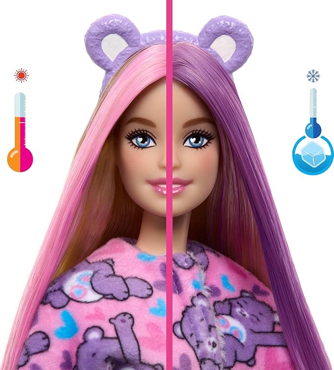 Barbie Cutie Reveal Doll & Accessories, Care Bears Series, Fashion Doll with Share Bear Plush Costume & 10 Surprises Including Color Change & Mini Bear