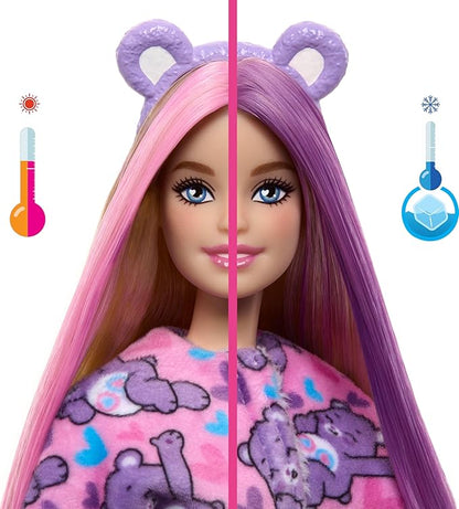 Barbie Cutie Reveal Doll & Accessories, Care Bears Series, Fashion Doll with Share Bear Plush Costume & 10 Surprises Including Color Change & Mini Bear