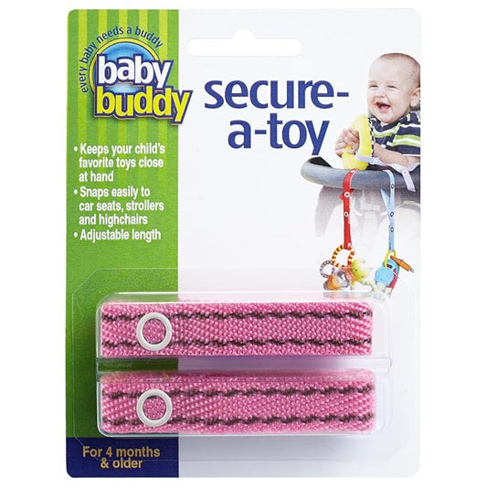 Baby Buddy Secure-a-Toy, Adjustable Pacifier and Teether Strap for Stroller 2 Pack