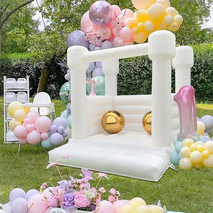 White Bounce House 8x8x8 FT Inflatable Indoor Bounce House 3-12,PVC White