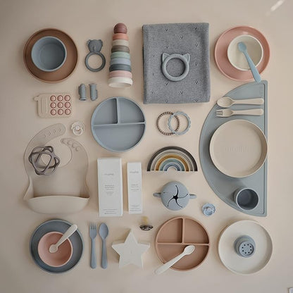 mushie Classic Silicone Suction Plate | BPA-Free Non-Slip Design (Stone)