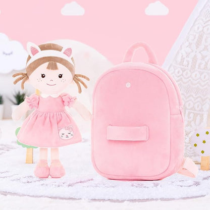 Onetoo Toddler Backpack Kids Backpacks with Soft Plush Baby Dolls 9.5"
