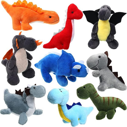 9 Pieces Dinosaur Stuffed Animals 4-6 Inch Mini Plush Dinosaur Figures Assortment Keychain Toy Soft Backpack Ornaments Pendant for Stocking Stuffers, Doll Machine