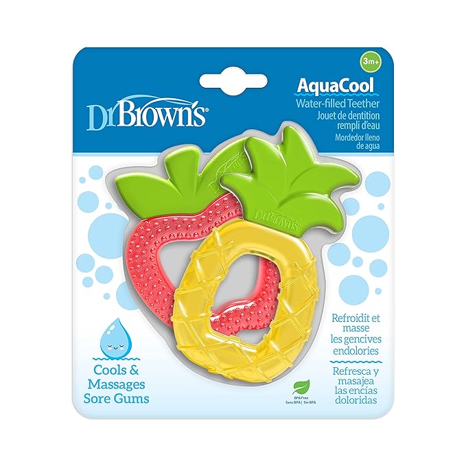 Dr. Brown's AquaCool Water-Filled Baby Teether, Cools & Massages Sore Gums 2 Pack, 3m+