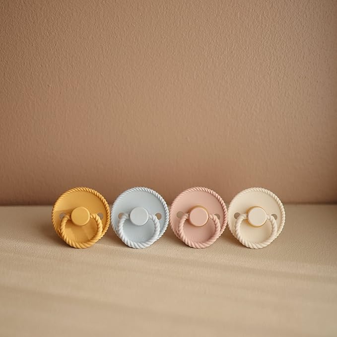 FRIGG Rope Natural Rubber Baby Pacifier | Made in Denmark 0-6 Months)