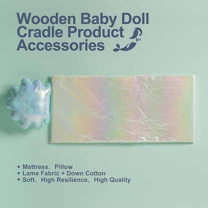 ROBOTIME Wooden Doll Rocking Cradle, Doll Bed Toys for Girl Dolls 18 Inches