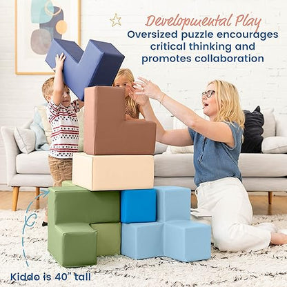 ECR4Kids SoftZone Brainy Building Blocks, Foam Puzzle 7-Piece