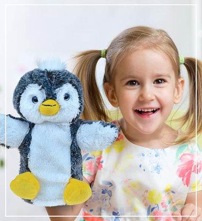 DolliBu Penguin Plush Hand Puppet for Kids - Soft Stuffed