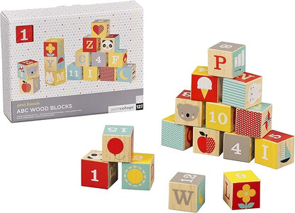 Petit Collage Eco-Friendly ABC Wooden Blocks, Set of 15 – Solid Wooden Blocks for Kids 12 Month and Older 1.75” Each,