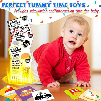 High Contrast Baby Flash Cards Baby Visual Stimulation Cards, 192Page Black and White Colorful Baby Toys for 0-3-6-12-36 Months Newborn Infant