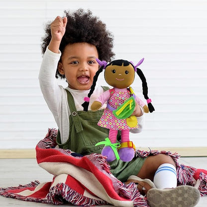 linzy Toys 16" Dark Skin Educational Doll/Adorable Plush Doll Comes