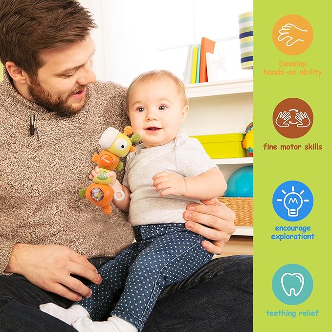 Montessori Baby Teething Sensory Toys, Newborn Rattle Toys 0 3 6 9 12 18 Months 6 to 12 Months 1 2 3 Years
