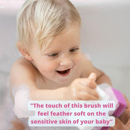 Cradle Cap Brush and Comb Set - Baby Sponge for Bathing Newborn Bath Essentials | Scalp Scrubber Treatment Set of 6 (Pink)