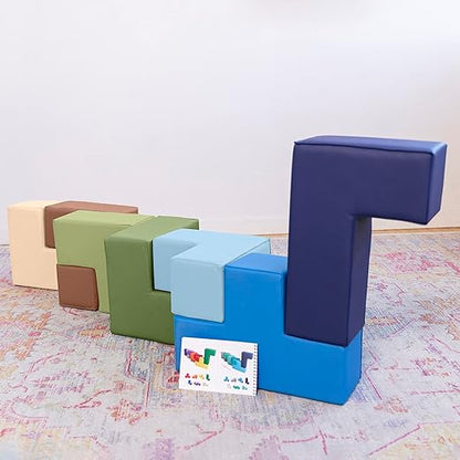 ECR4Kids SoftZone Brainy Building Blocks, Foam Puzzle 7-Piece