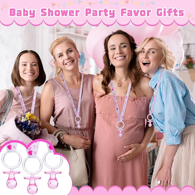 36 Baby Shower Pacifiers Necklace, Acrylic Pacifier Necklace
