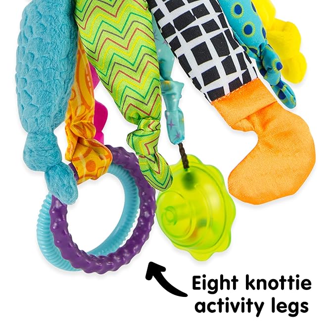 Lamaze Clip On Car Seat and Stroller Toy - Captain Calamari - Crinkle Car Seat Toys and Stroller Toys - Sensory Toys for Babies - Travel Toys for Car - Infant Toys Ages 0 Months and Up