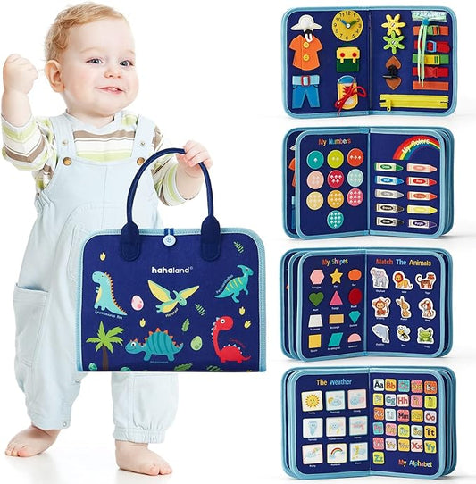 hahaland Busy Board for Toddlers 2-4 - Montessori Toys for 2 Year Old Boy Birthday Gift 1-3 with