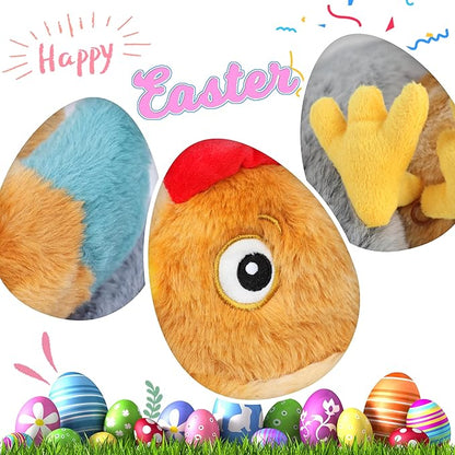 Hopearl Easter Plush Toy Chicken with 3 Eggs and 1 14''