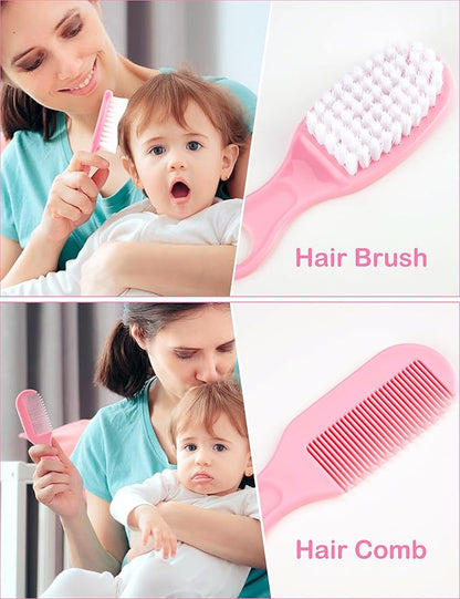 Baby Healthcare and Grooming Kit 15 in 1, Safe Baby Grooming Kit Newborn Girl Boy Essentials, Portable Baby Care Set Nursery Shower Gift for Infant Baby Registry Search, Pink