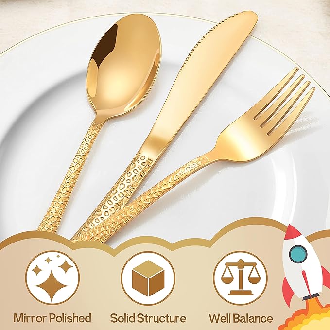 HaWare 9-Piece Toddler Kids Silverware Set, Stainless Steel Hammered Flatware, Preschooler Eating Utensils Includes 3 Spoons 3 Forks 3 Knives, Metal Children Cutlery for Home School, Mirror Finished