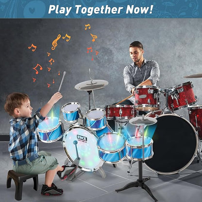 Kids Drum Set for Toddlers 1-3 with Upgraded Chair, Drum Set for Kids Age 3-5 4 Lights