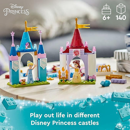 LEGO Disney Princess Creative Castles 43219, Toy Castle Playset with Belle and Cinderella Mini-Dolls and Bricks Sorting Box, Travel Toys for Girls and Boys, Sensory Toy for Kids Ages 6+