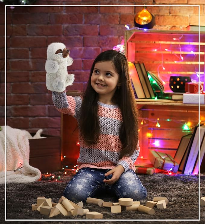DolliBu Sloth Plush Hand Puppet For Kids - Soft Plush