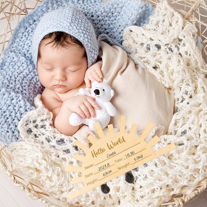 R HORSE Baby Birth Announcement Sign with Marker Pen, Boho