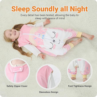 Baby Sleeping Sack Sleeveless, Toddler Sleeping Bag with Legs