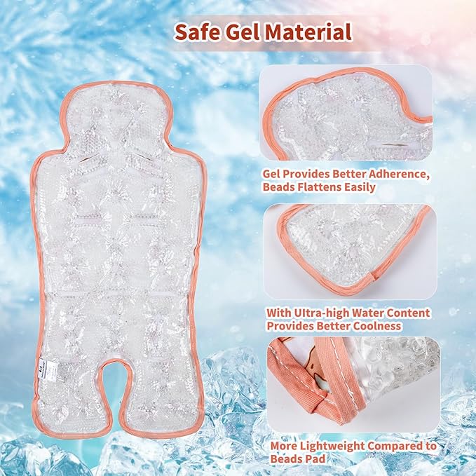 Gel Car Seat Cooler Pad Summer Universal Baby Stroller Ice Cushion Cooler Mat Cooling Seat Liner for Babies Multifunctional Baby Baby Cushion Chair (Strawberry)