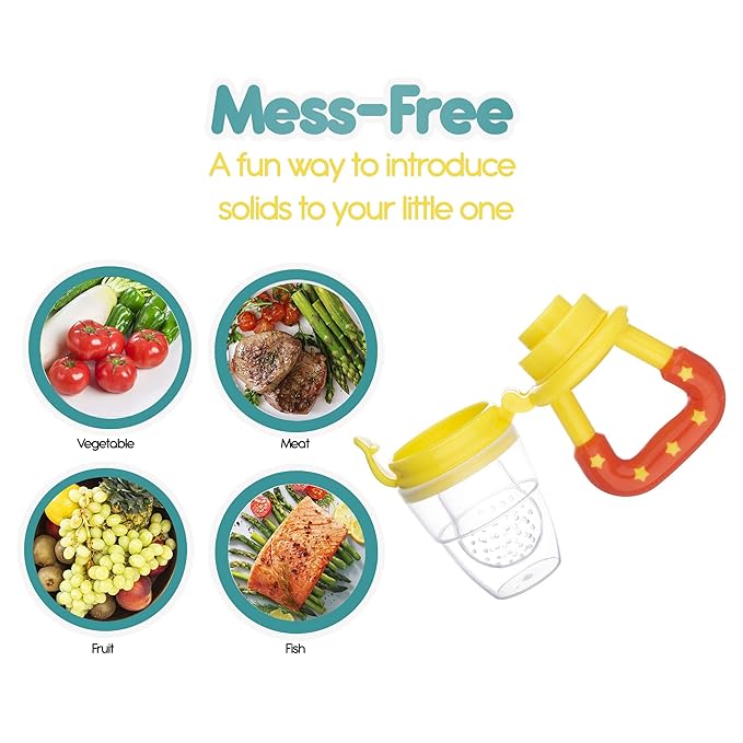 Baby Fruit Feeder Pacifier (2 Pack), Fresh Food Feeding Teether for Toddler
