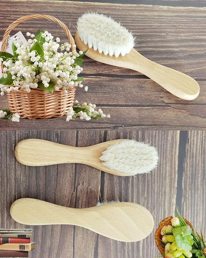 Baby Hair Brush, Wooden Goat Bristles Hair Brush for Newborns & Toddlers 1 Count