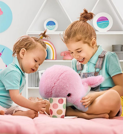 DolliBu Plush Whale Stuffed Animal - Soft Huggable Pink Whale, Adorable Playtime Whale Plush Toy 13 Inches