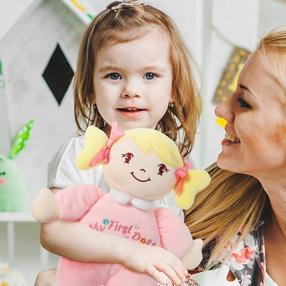 Linzy Plush Soft Plush Baby Doll Blond Hair My First 10''