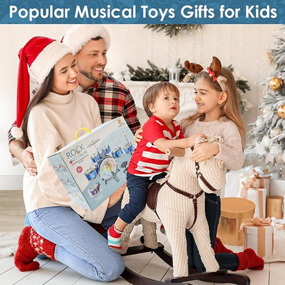 Kids Drum Set for Toddlers 1-3 with Upgraded Chair, Drum Set for Kids Age 3-5 4 Lights