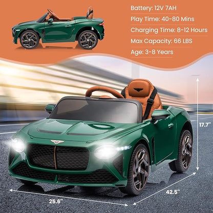 Hetoy Kids Ride On Car, Licensed Bentley Bacalar 12V Electric Vehicles w/Parent Remote Control 3 Speeds,