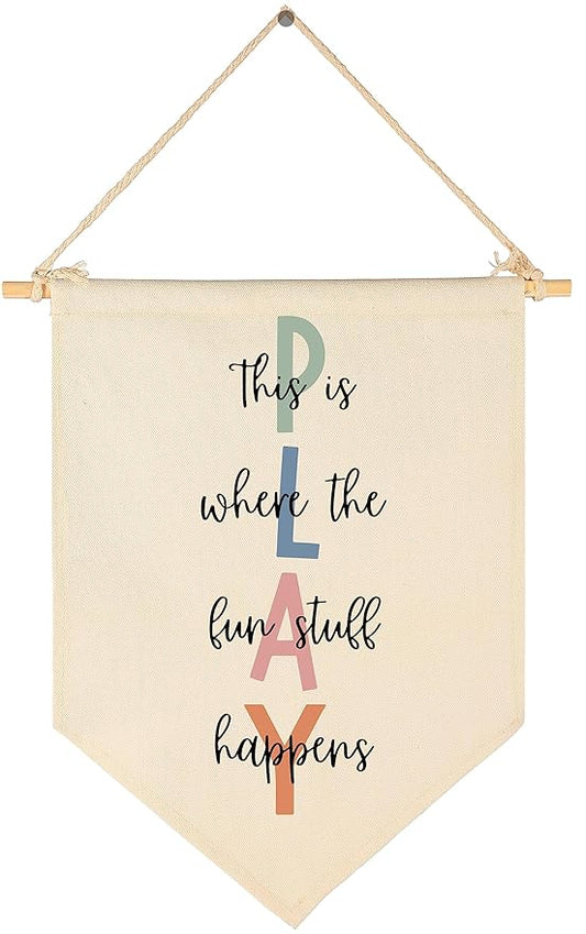 Let's Play Sign-This Is Where The Fun Stuff Happens- Flag