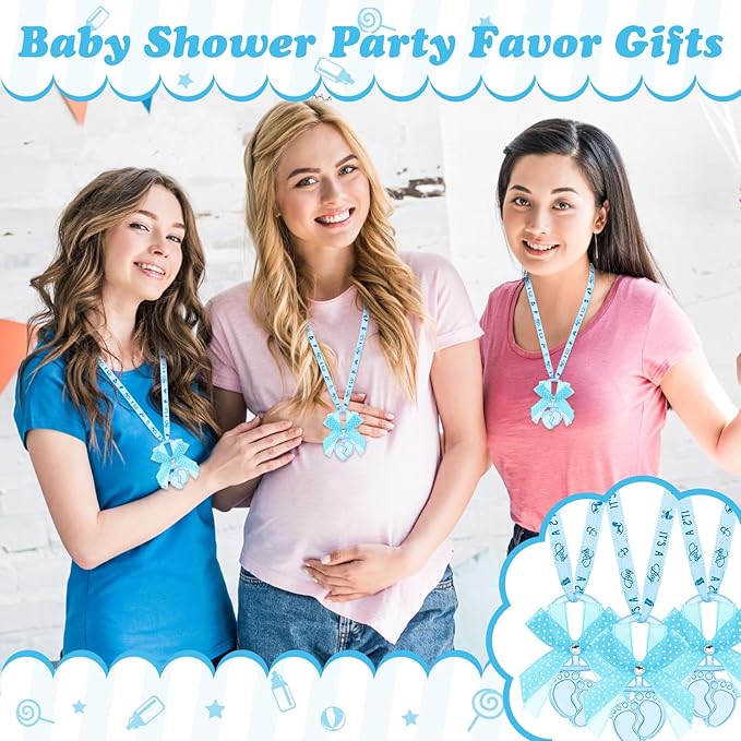 TrelaCo 60 Pcs Baby Feet Shower Pacifiers Necklace Acrylic Baby