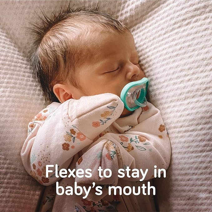 Nanobebe Baby Pacifiers 0-3 Month - Orthodontic, Curves Comfortably with Face Contour 100% Silicone 2pk,Grey