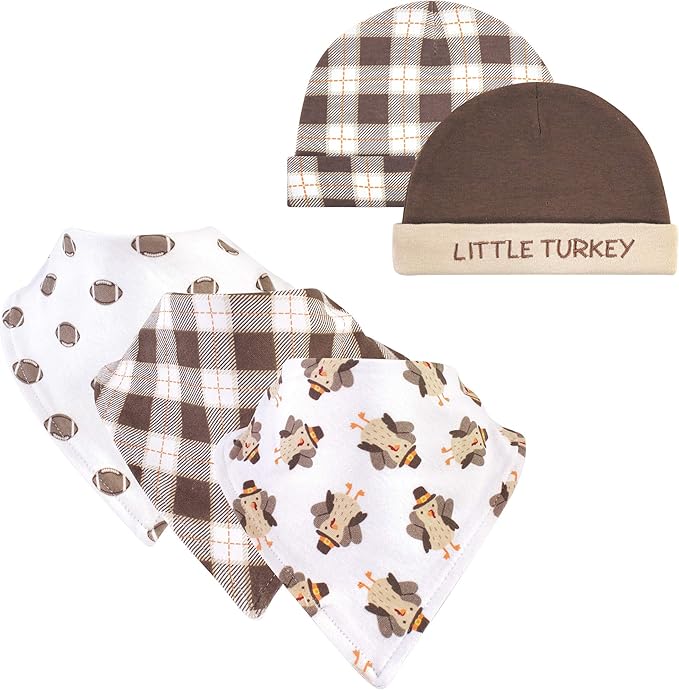 Hudson Baby Unisex BabyCotton Bib and Headband or Caps Set