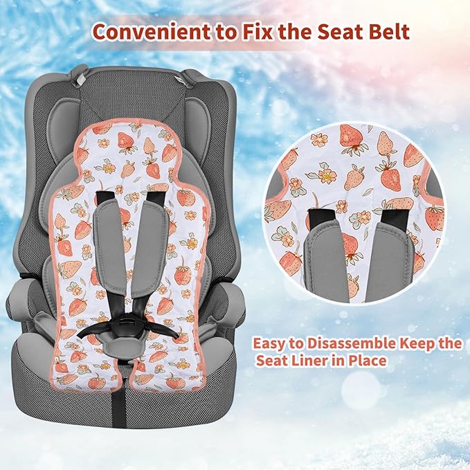 Gel Car Seat Cooler Pad Summer Universal Baby Stroller Ice Cushion Cooler Mat Cooling Seat Liner for Babies Multifunctional Baby Baby Cushion Chair (Strawberry)