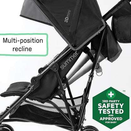 Summer by Ingenuity 3D Mini Convenience Stroller – Lightweight Stroller with Compact Fold, Multi-Position Recline, Canopy with Pop Out Sun Visor and More – Umbrella Stroller for Travel and More, Gray