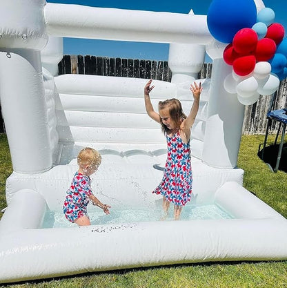 White Bounce House with Ball Pool 10x8x8FT Commercial Grade ASTM 100% PVC 10x8x8FT)
