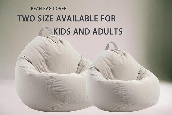 ENBAOHUI Stuffed Animal Storage Bean Bag Chair Cover (No Filler) Washable Ultra Soft Corduroy Bean Bag Cover for Organizing Plush Toys, Bean Bag for Adults