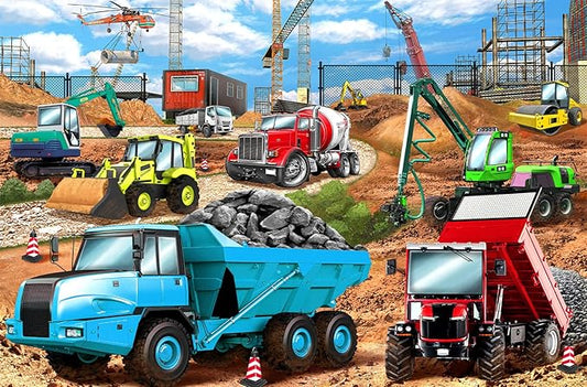 HUADADA Puzzles for Kids Ages 4-8, Construction Vehicles 100 Piece Puzzles for Kids Educational Jigsaw Puzzles Toys Gift for Boys and Girls Age 4 5, 6, 7, 8-10 (15" x 10")