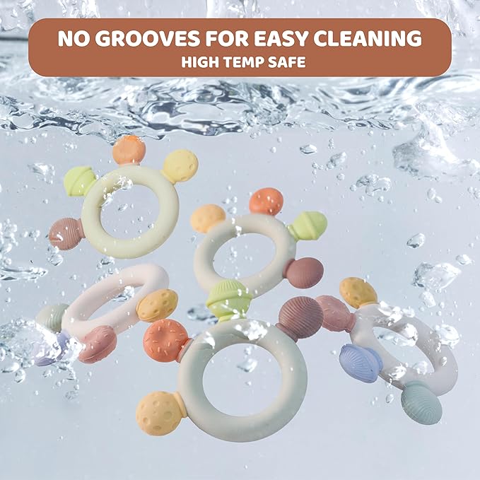 Baby Teething Toys for 0-6 Months, BPA Free Silicone Teethers 6 to 12 Months 2 Pack